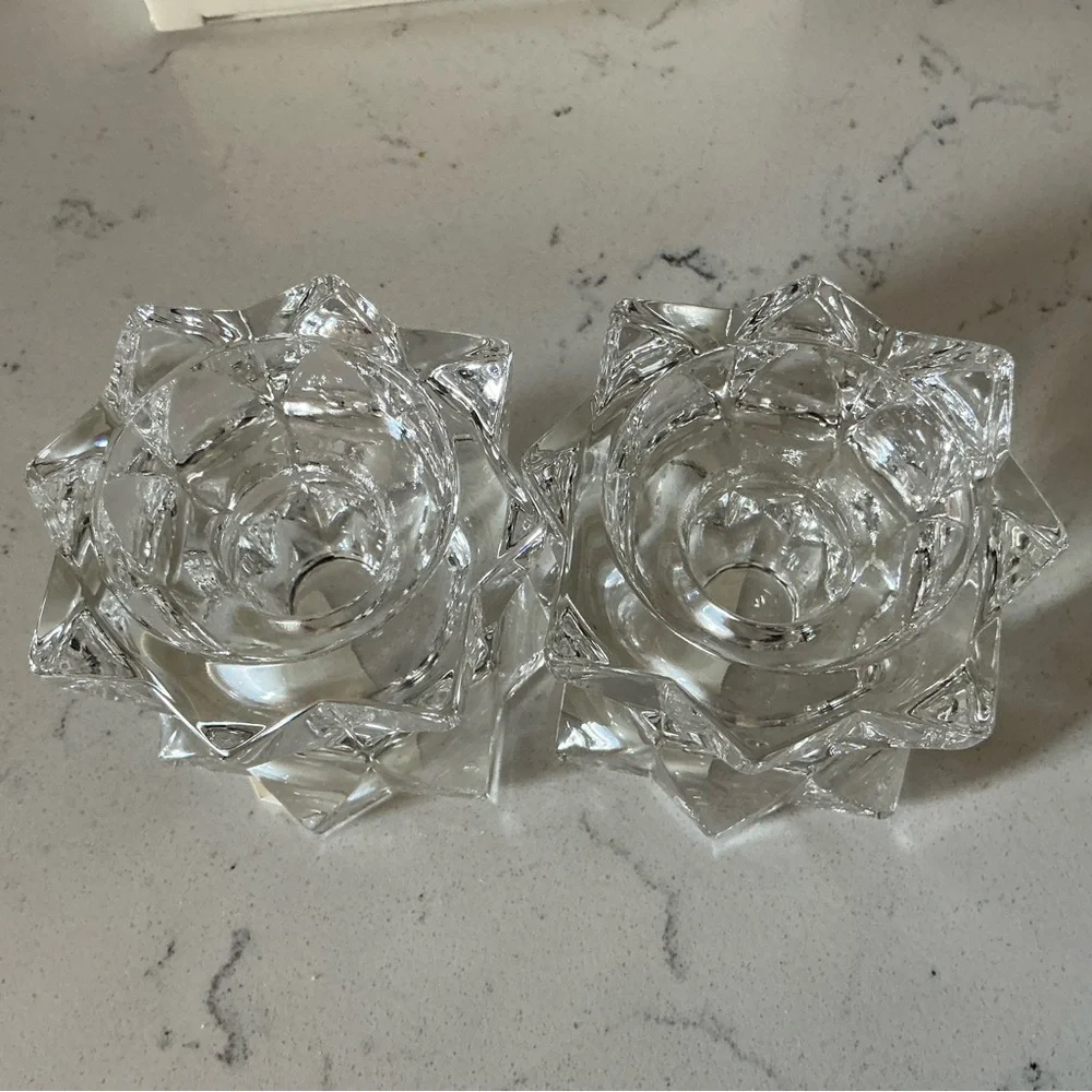 Vintage Mikasa sparkling star candle votives set of 2 lead crystal